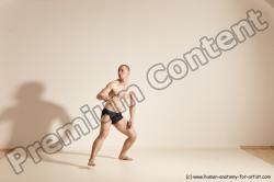 Underwear Gymnastic poses Man White Slim Bald Dancing Dynamic poses Academic